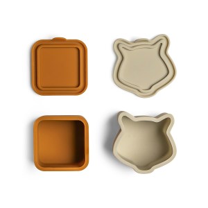 Z1065 - Silicone Lunchbox Organisers (Set of 4) - Square- Caramel- House- Green- Flower and Tiger- G - Extra 5